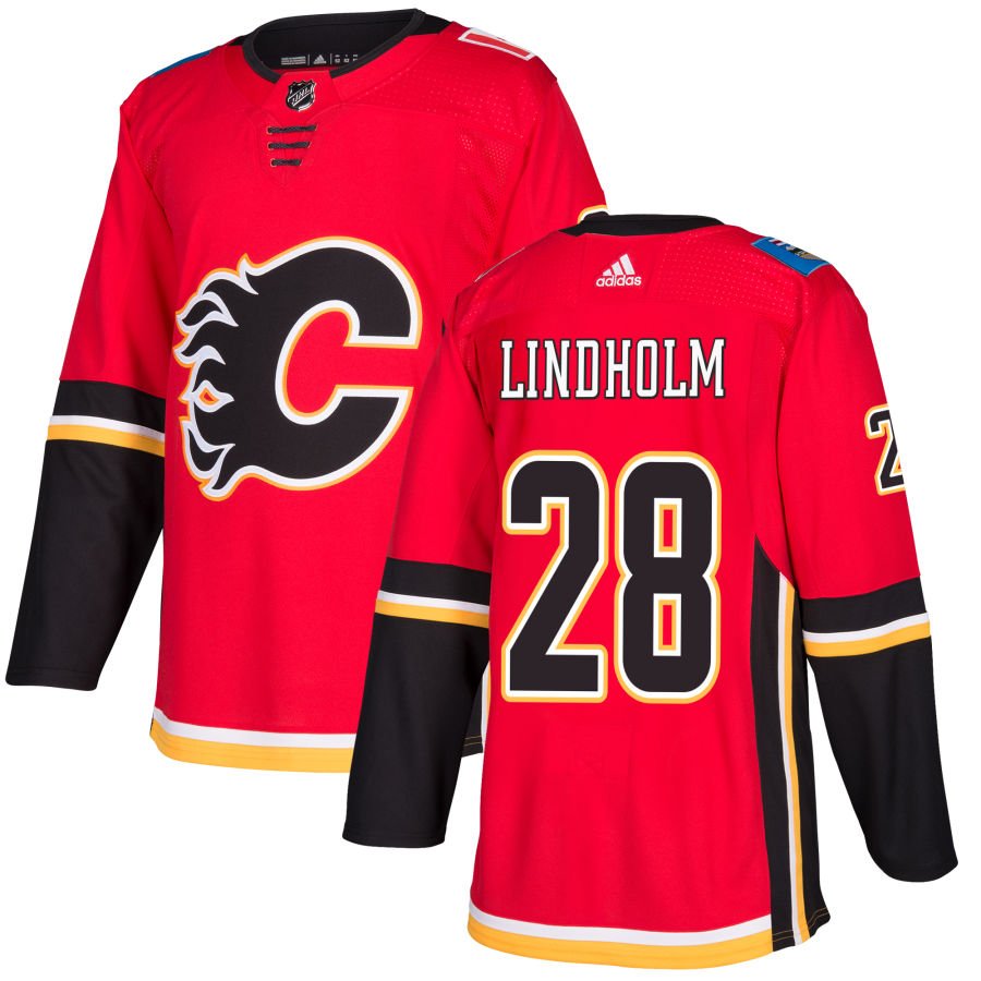 Calgary Flames #28 Elias Lindholm Red Home Authentic Jersey