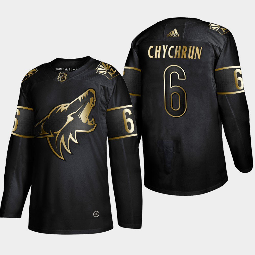 Arizona Coyotes #6 Jakob Chychrun Black Golden Jersey